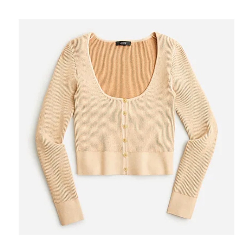 J. Crew Beige Ribbed Button-Up Cardigan